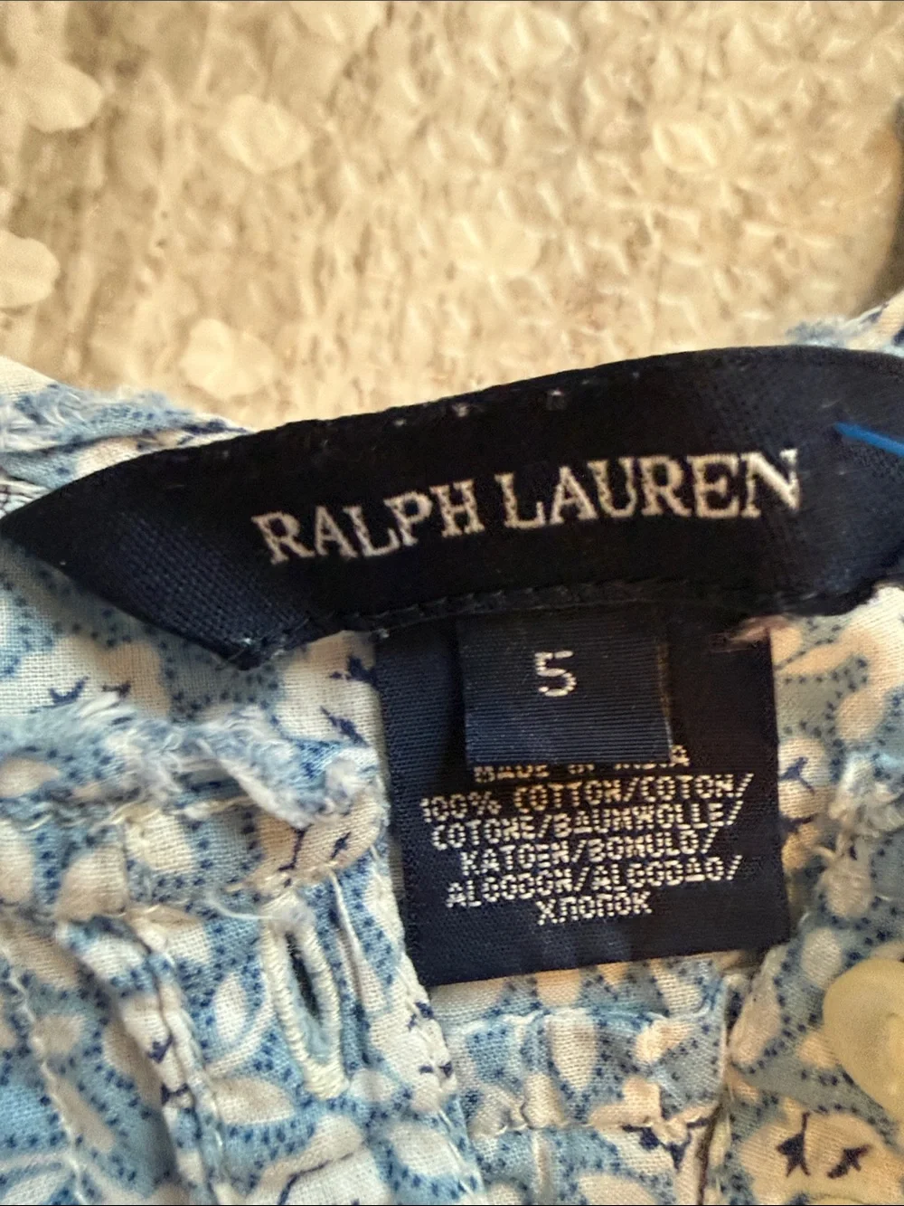 Ralph Lauren Blue Floral Ruffle Tank Top